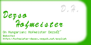 dezso hofmeister business card